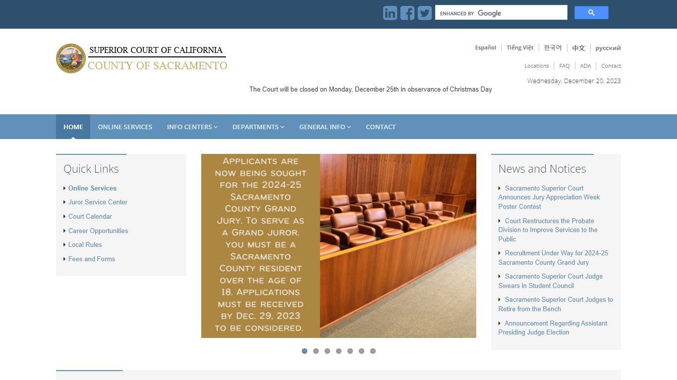 Criminal Court - Records: Sacramento Superior Court - California